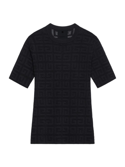 Shop Givenchy Women's Sweater In 4g Jacquard With Short Sleeves In Black