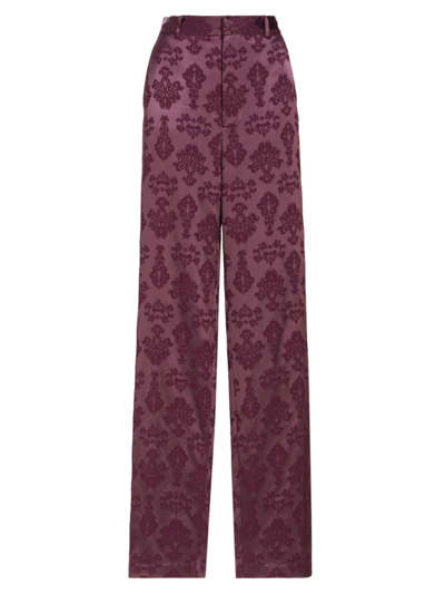 Shop Cinq À Sept Women's Collins Floral Jacquard Wide-leg Pants In Dark Fig