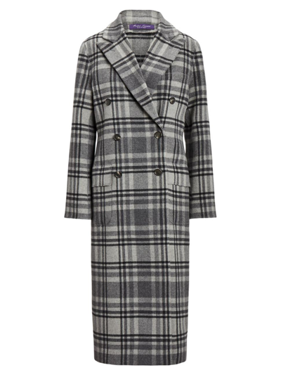 Shop Ralph Lauren Women's Connery Plaid Double-face Wool Coat In Grey Scale Multi