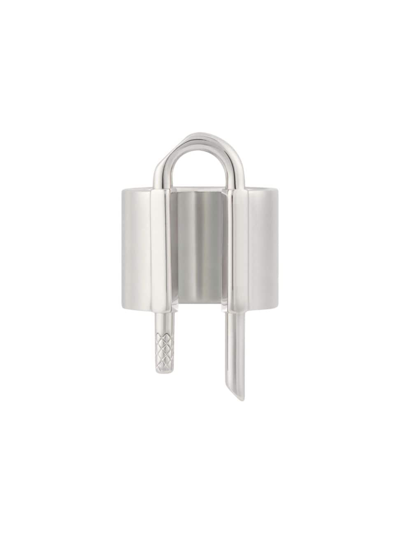 Shop Givenchy Men's U Lock Ring In Metal In Silvery