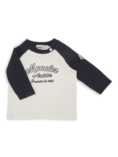 Shop Moncler Baby Boy's & Little Boy's Logo Long-sleeve T-shirt In White