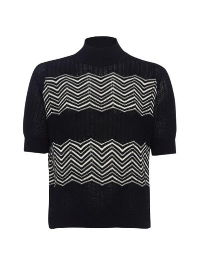 Shop Eres Women's Sweety Chevron-knit Wool-cashmere Sweater In Noir Ivoire