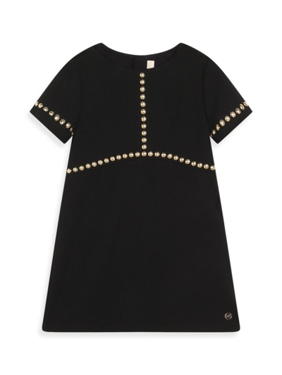 Shop Michael Kors Little Girl's & Girl's Studded Short-sleeved Dress In Black