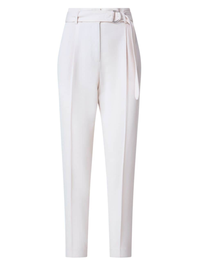 Shop Akris Punto Women's Belted High-rise Wool Trousers In Cream