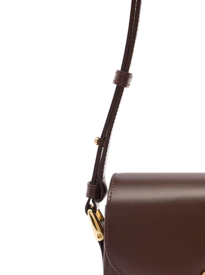 Shop Apc 'grace' Brown Shoulder Bag With Buckle And Embossed Logo In Leather Woman