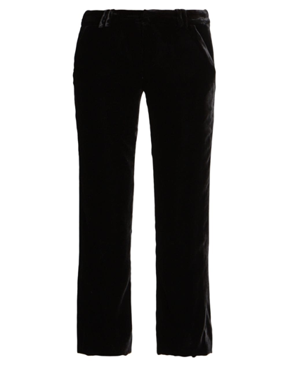Shop Balmain Women's Velvet Bootcut Pants In Black