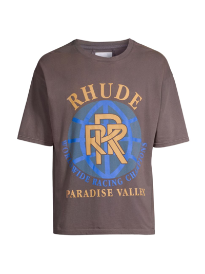 Shop Rhude Men's Paradise Valley Logo T-shirt In Vintage Grey