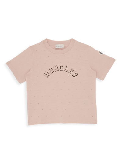 Shop Moncler Little Girl's & Girl's Logo Rhinestone T-shirt In Pink