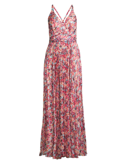 Shop Laundry By Shelli Segal Women's Pleated Floral Maxi Dress In Vintage Wallpaper