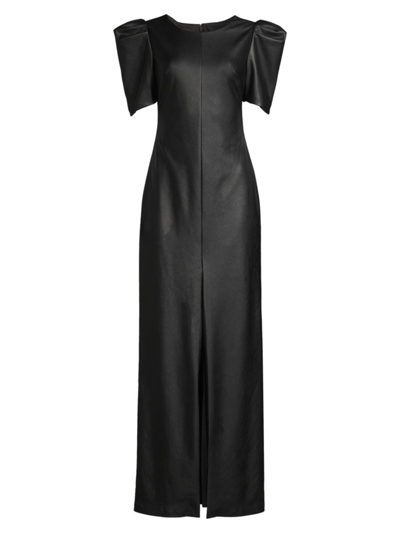 Shop One33 Social Women's Puff-sleeve Faux Leather Gown In Black