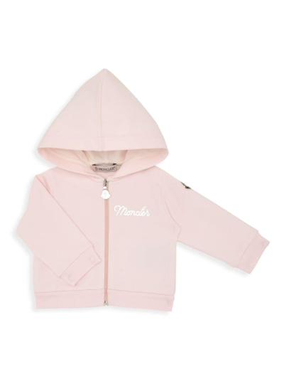 Shop Moncler Baby Girl's & Little Girl's Logo Zip Hoodie In Pink