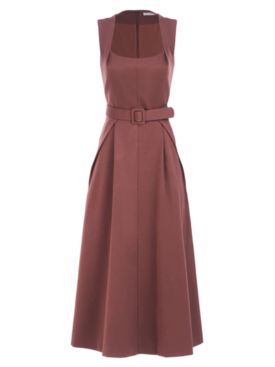Shop Kay Unger Women's Lucielle Faille Tea-length Dress In Mink