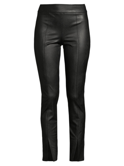 Shop Avenue Montaigne Women's Faux Leather Skinny Pants In Black Pleather