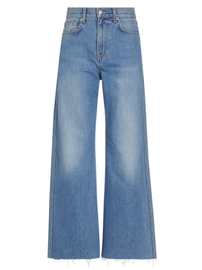 Shop Veronica Beard Women's Taylor Cropped Wide-leg Jeans In Wanderer Dust