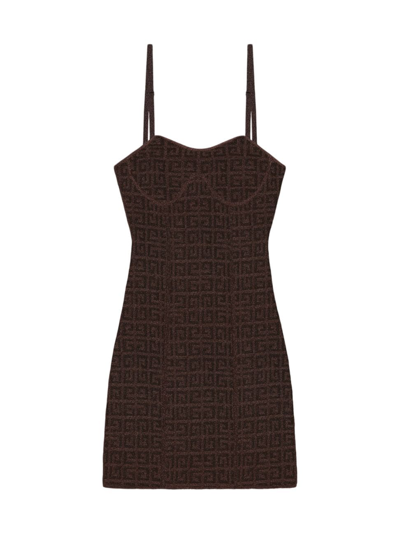 Shop Givenchy Women's Straps Dress In 4g Jacquard With Corset Detail In Bronze