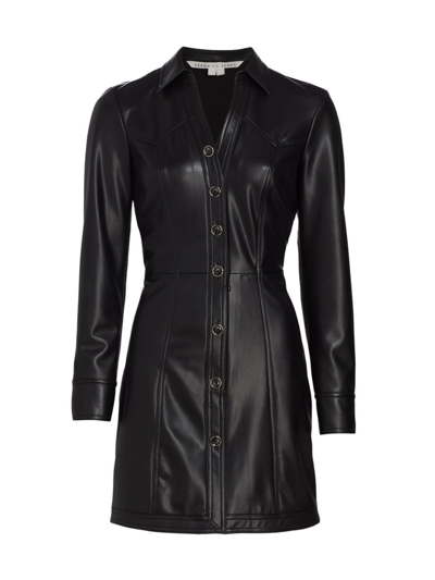 Shop Veronica Beard Women's Garrett Vegan Leather Minidress In Black