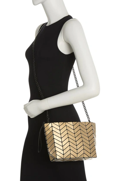 Shop Patrizia Luca Chevron Convertible Clutch In Shiny Gold