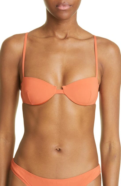 Shop Totême Balconette Recycled Polyamide Blend Bikini Top In Burnt Orange