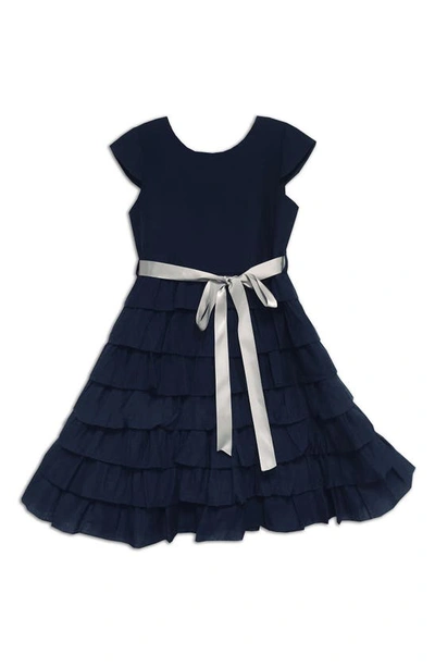 Shop Joe-ella Kids' Organza Tiered Dress In Navy