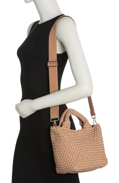 Small Neoprene Woven Tote Bag In Tan