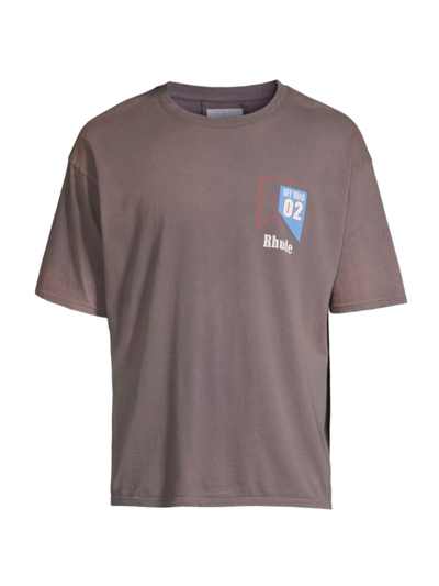 Shop Rhude Men's  02 Logo T-shirt In Vintage Grey