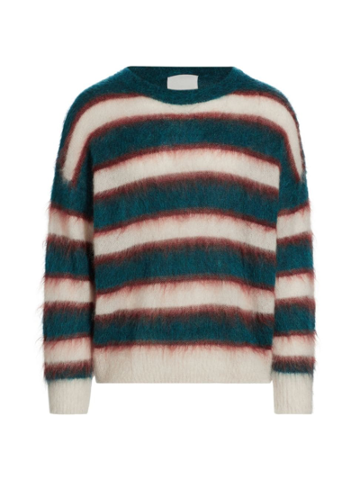 Shop Isabel Marant Men's Drussellh Mohair Striped Sweater In Teal