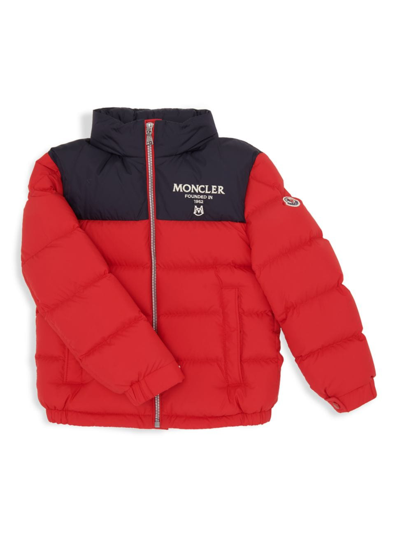 Shop Moncler Little Girl's & Girl's Joe Colorblocked Down Jacket In Red