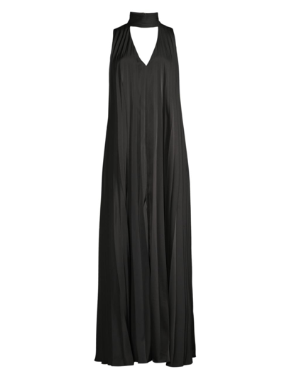 Shop One33 Social Women's Satin Sleeveless Pleated Gown In Black