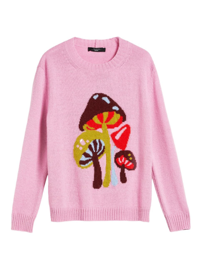 Shop Weekend Max Mara Women's Mushroom Intarsia-knit Sweater In Pink