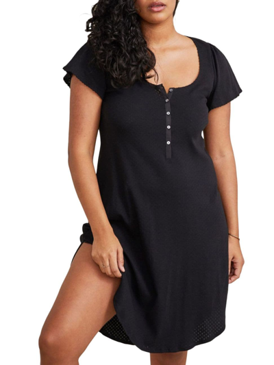 Shop Hatch Women's The Pointelle Maternity Nursing Friendly Nightgown In Black