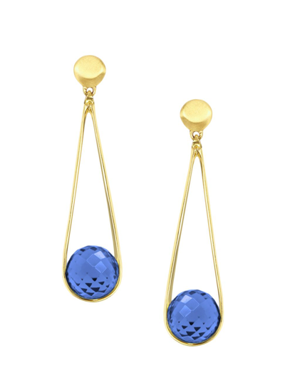 Shop Dean Davidson Women's Icon Mini Ipanema 22k Gold-plate & Faux Tanzanite Drop Earrings In Midnight Blue