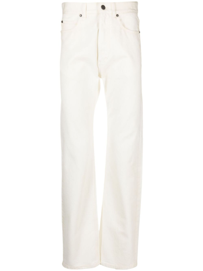Shop Ferragamo Logo-patch Mid-rise Straight-leg Jeans - Men's - Cotton In Neutrals