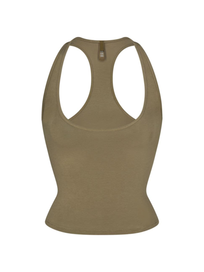 Shop Skims Women's New Vintage Racerback Cropped Tank In Army