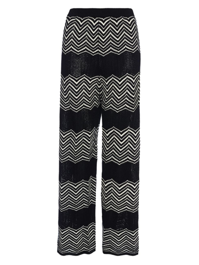 Shop Eres Women's Sugar Chevron-knit Wool-cashmere Pants In Noir Ivoire