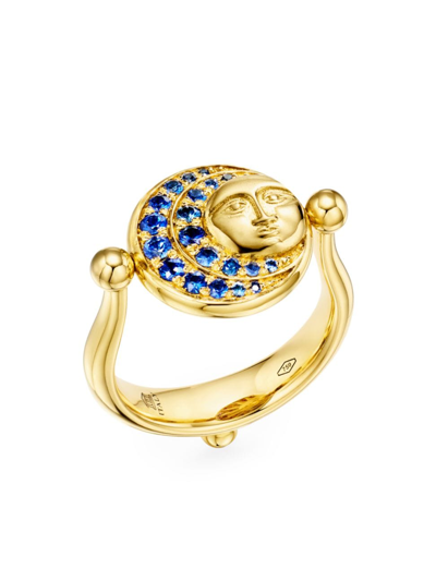 Shop Temple St Clair Women's Celestial Eclipse 18k Yellow Gold, Sapphire & Ruby Swivel Ring