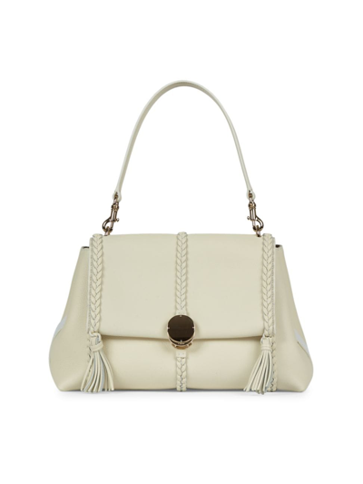 Shop Chloé Women's Medium Penelope Leather Shoulder Bag In White