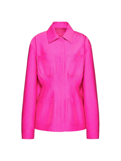 Shop Valentino Women's Couture Peacoat In Pink