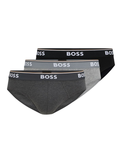 Shop Hugo Boss Men's Pack Of Three Stretch Cotton Briefs In Dark Grey