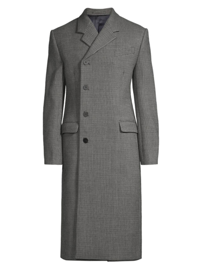 Shop Ferragamo Men's Double-faced Houndstooth Coat In Toni Grey
