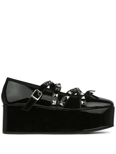 Shop Noir Kei Ninomiya Stud-embellished Leather Loafers In Black