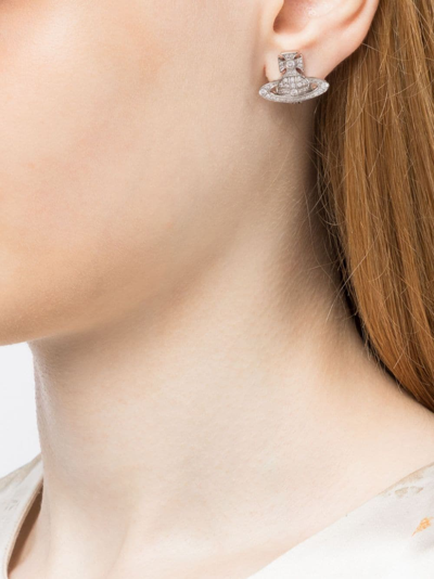 Shop Vivienne Westwood Orb Crystal-embellished Stud Earrings In Silver
