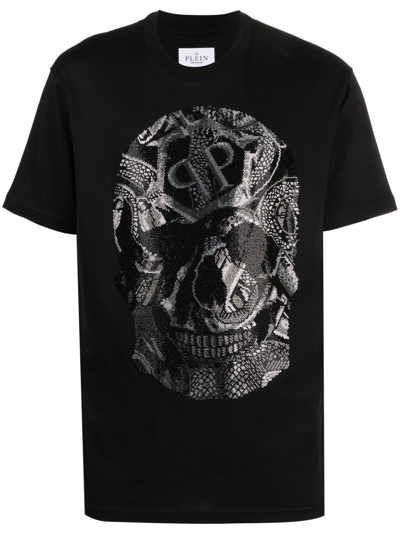 Shop Philipp Plein Ss Snake Round-neck T-shirt In Black