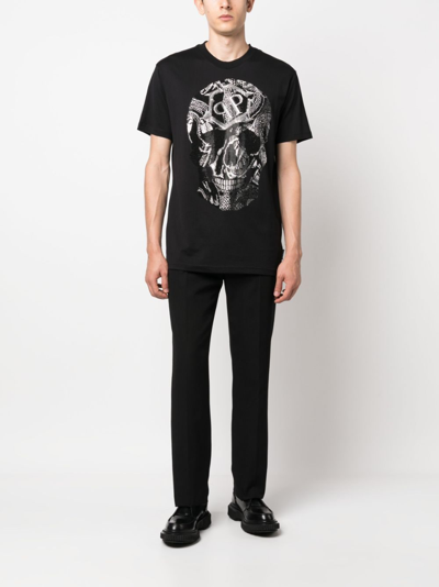 Shop Philipp Plein Ss Snake Round-neck T-shirt In Black