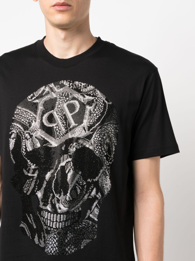 Shop Philipp Plein Ss Snake Round-neck T-shirt In Black