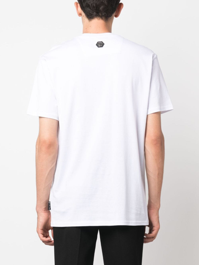 Shop Philipp Plein Ss Chrome Round-neck T-shirt In White