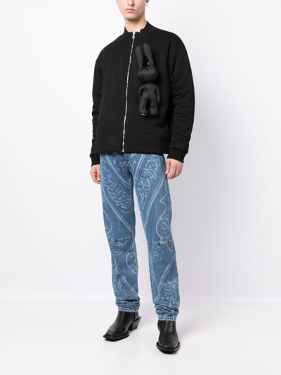Natasha Zinko Rabbit-appliqué Bomber Jacket In Black