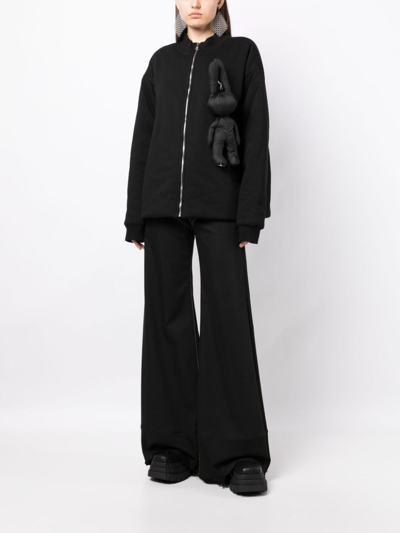 Natasha Zinko Rabbit-appliqué Bomber Jacket In Black