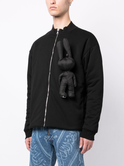 Natasha Zinko Rabbit-appliqué Bomber Jacket In Black