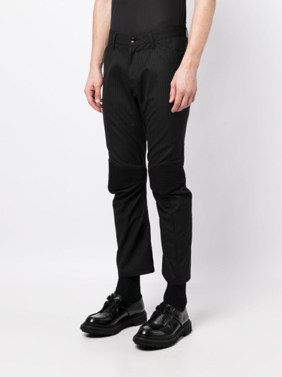 Shop Junya Watanabe Wool Cropped Trousers In Black