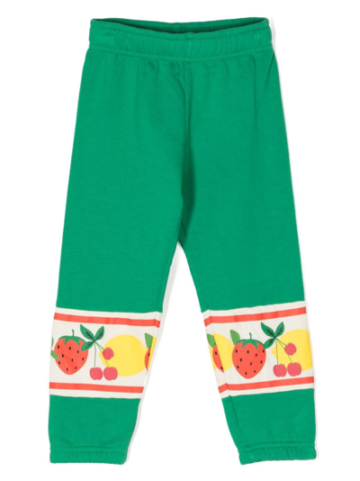 Shop Mini Rodini Fruit-print Organic Cotton Trousers In Green